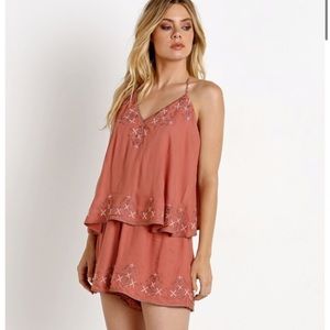 The Jetset Diaries JSD Desert Rose Salmon Sleeveless Halter Romper
